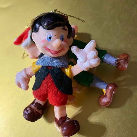 WALT DISNEY VINTAGE PINOCCHIO & GEPPETTO CHRISTMAS ORNAMENTS WITH FELT CLOTHES - Picture 4 of 11
